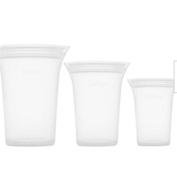 Zip Top Reusable Silicone 3-Piece Cup Set- Frost - Picture 1 of 16